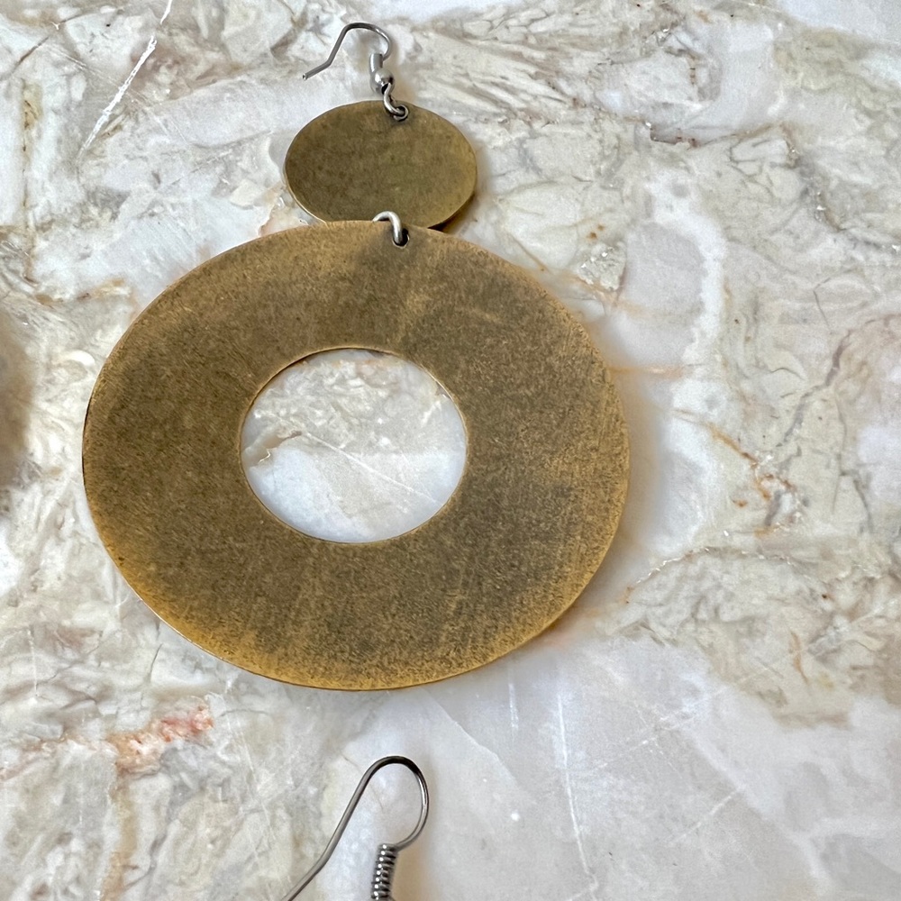 Brassy Bundle Boho Jungle Circle Dangle Earrings (2) - Picture 3 of 6